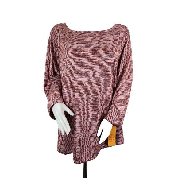 Ruby Rd. Tops - Ruby Rd  Women's Plus Size 3X Top Blouse  Crewneck 3/4 sleeve Brown Striped -25